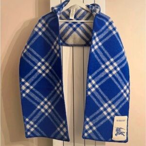 Burberry Blue and White Checkered Scarf